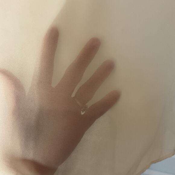 Loft Cream Semi-Sheer Long Sleeve Ruffle Placket Button Front Blouse M - Picture 3 of 7